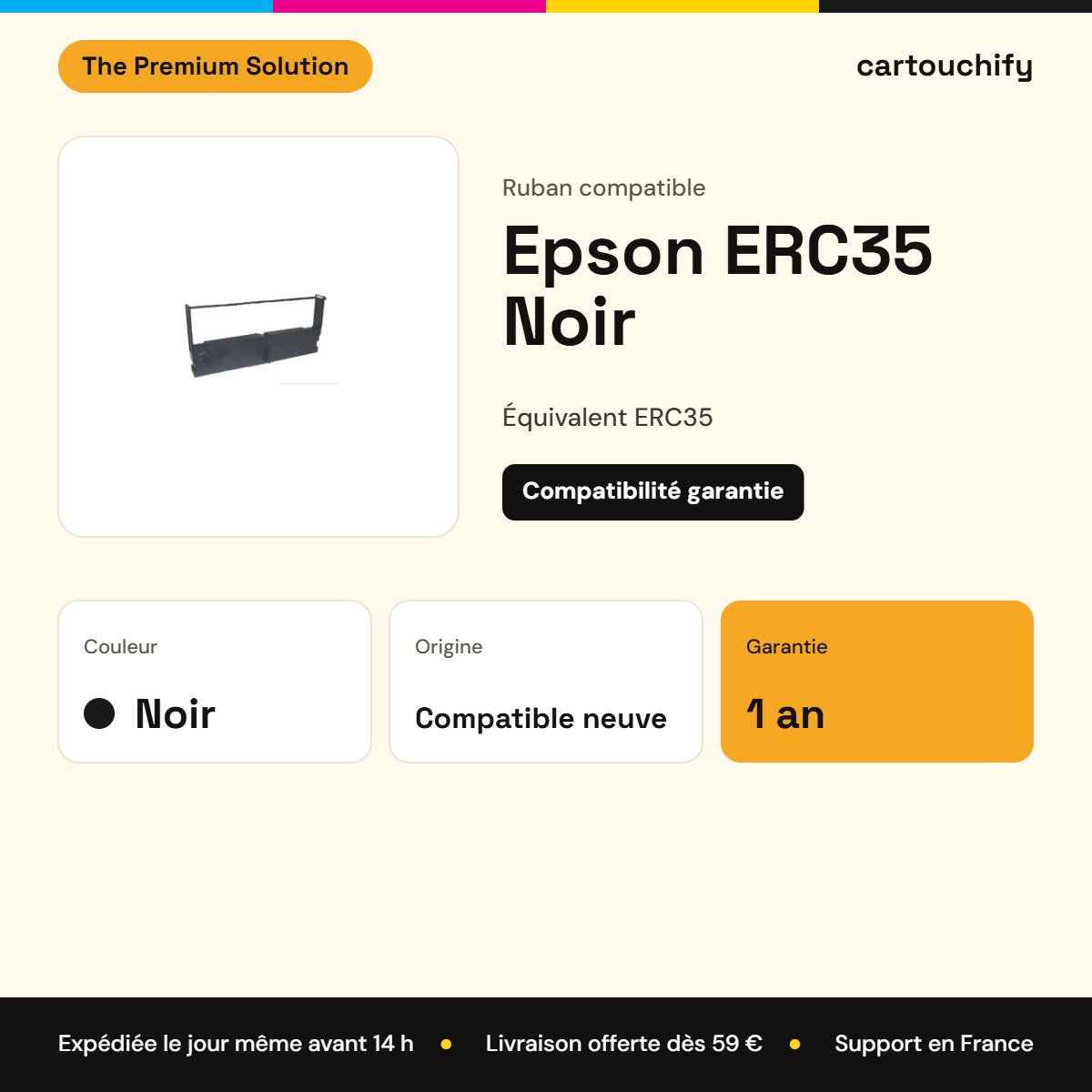 Epson ERC35 Ruban Noir compatible : caractéristiques