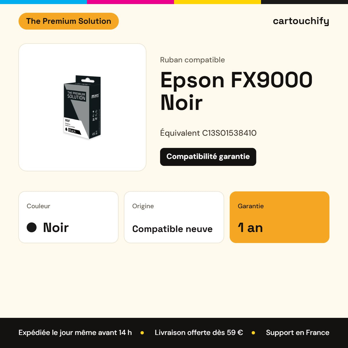 Epson FX9000 Ruban Noir compatible équivalent à S015384 : caractéristiques