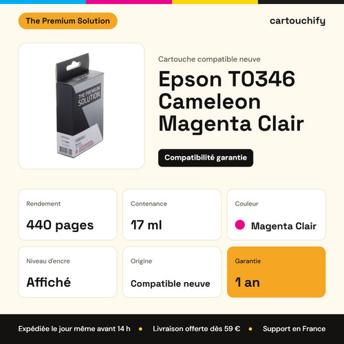 Epson T0346 Cameleon Cartouche Photo Magenta compatible équivalent à T0346 : caractéristiques