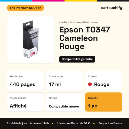 Epson T0347 Cameleon Cartouche Red compatible équivalent à T0347 : caractéristiques