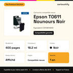 Epson T0611 Nounours Cartouche Noir compatible équivalent à C13T06114010 : caractéristiques