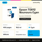 Epson T0612 Nounours Cartouche Cyan compatible équivalent à C13T06124010 · Switch : caractéristiques