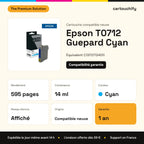 Epson T0712 Guepard Cartouche Cyan compatible équivalent à C13T07124011 : caractéristiques