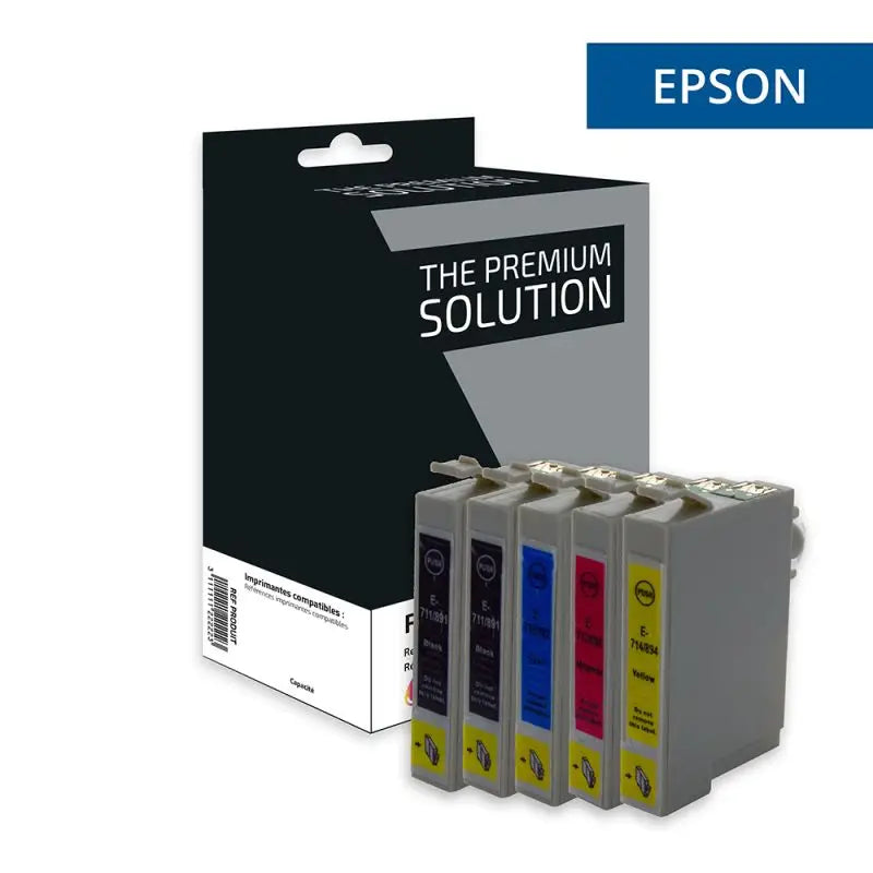 Epson T0715 - GUEPARD, Cartouche Pack 4 +1 Offerte compatible The Premium Solution