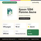 Epson 1294 Pomme Cartouche Jaune remanufacturé équivalent à C13T12944012 · Switch RE : caractéristiques