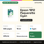 Epson 1812 Paquerette Cyan Switch RE : rendement 530 pages, 15 ml, garantie 3 ans