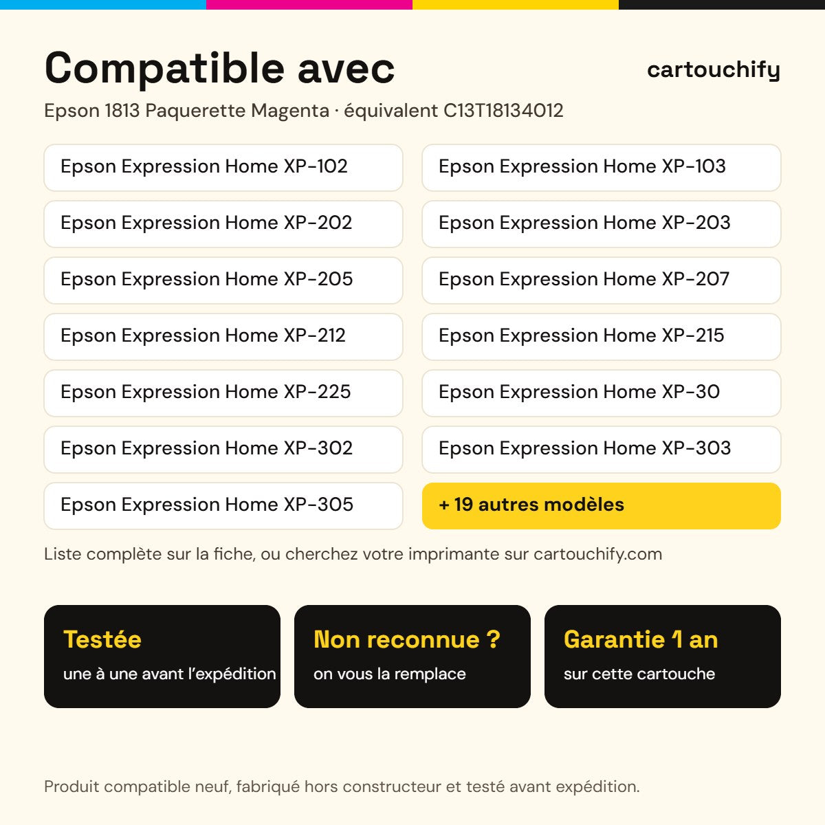 Imprimantes compatibles avec la cartouche Epson 1813 Paquerette Magenta