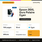 Epson 26XL Ours Polaire Cartouche Cyan compatible équivalent à C13T26324012 : caractéristiques