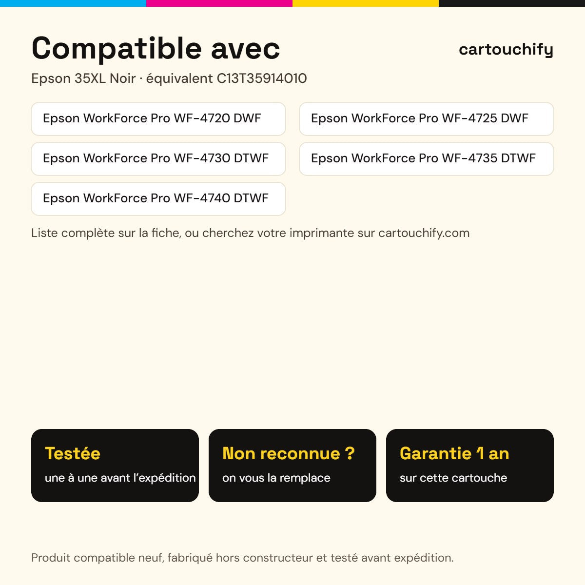Imprimantes compatibles avec Epson 35XL Cartouche Noir compatible équivalent à C13T35914010