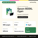 Epson 603XL Cartouche Cyan compatible équivalent à C13T03A24010 · Switch RE : caractéristiques