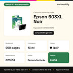 Epson 603XL Cartouche Noir compatible équivalent à C13T03A14010 · Switch RE : caractéristiques