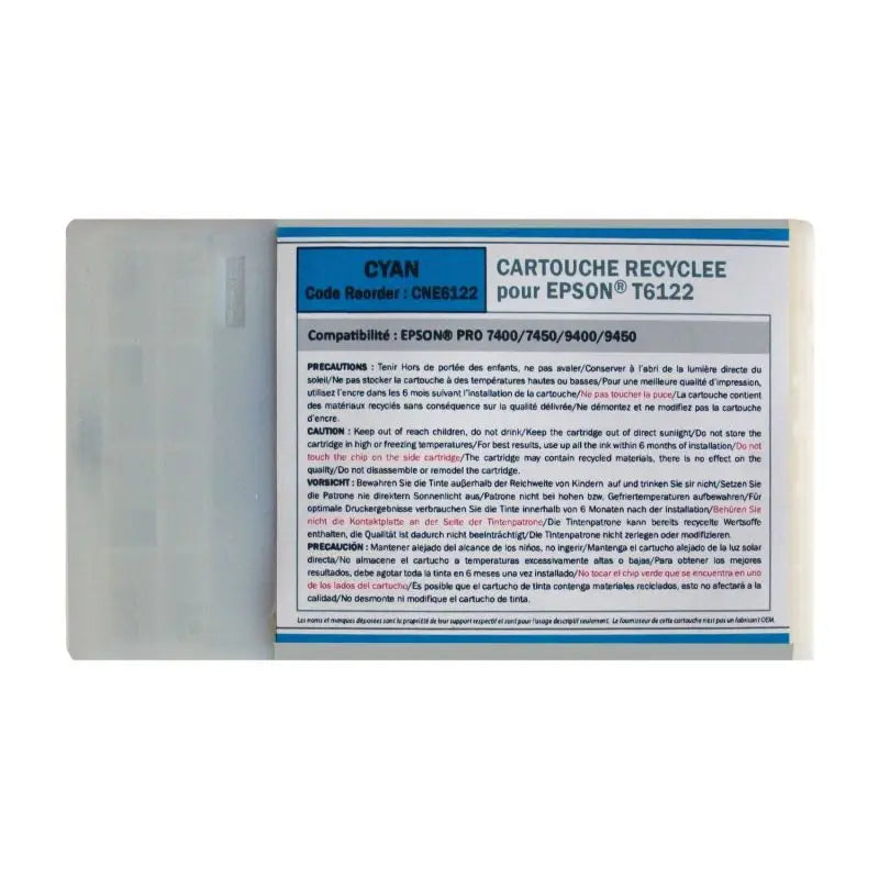 Epson T6122 Cartouche Cyan compatible équivalent à C13T612200