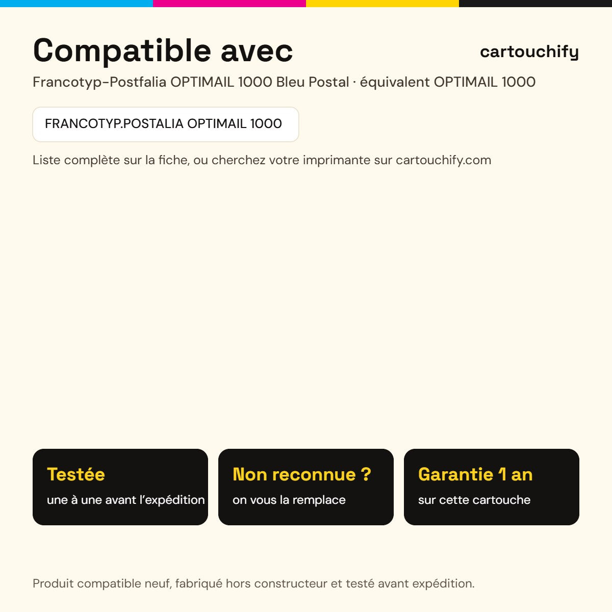 Imprimantes compatibles avec Francotyp-Postfalia OPTIMAIL 1000 Encreur Noir compatible équivalent à 510019530300