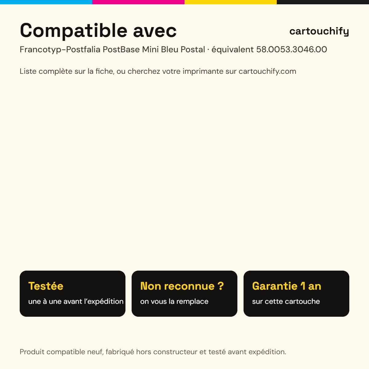 Imprimantes compatibles avec Francotyp-Postfalia PostBase Mini Encreur Bleu Postal compatible équivalent à 58.0053.3046.00 -Bleu Postal