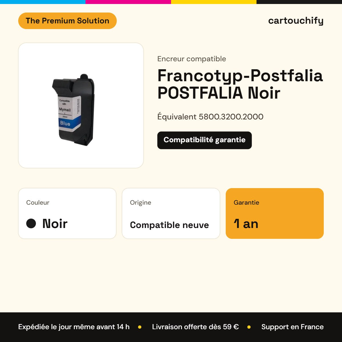 Francotyp-Postfalia POSTFALIA Encreur Noir compatible équivalent à Mymail 5800.3200.2000 : caractéristiques