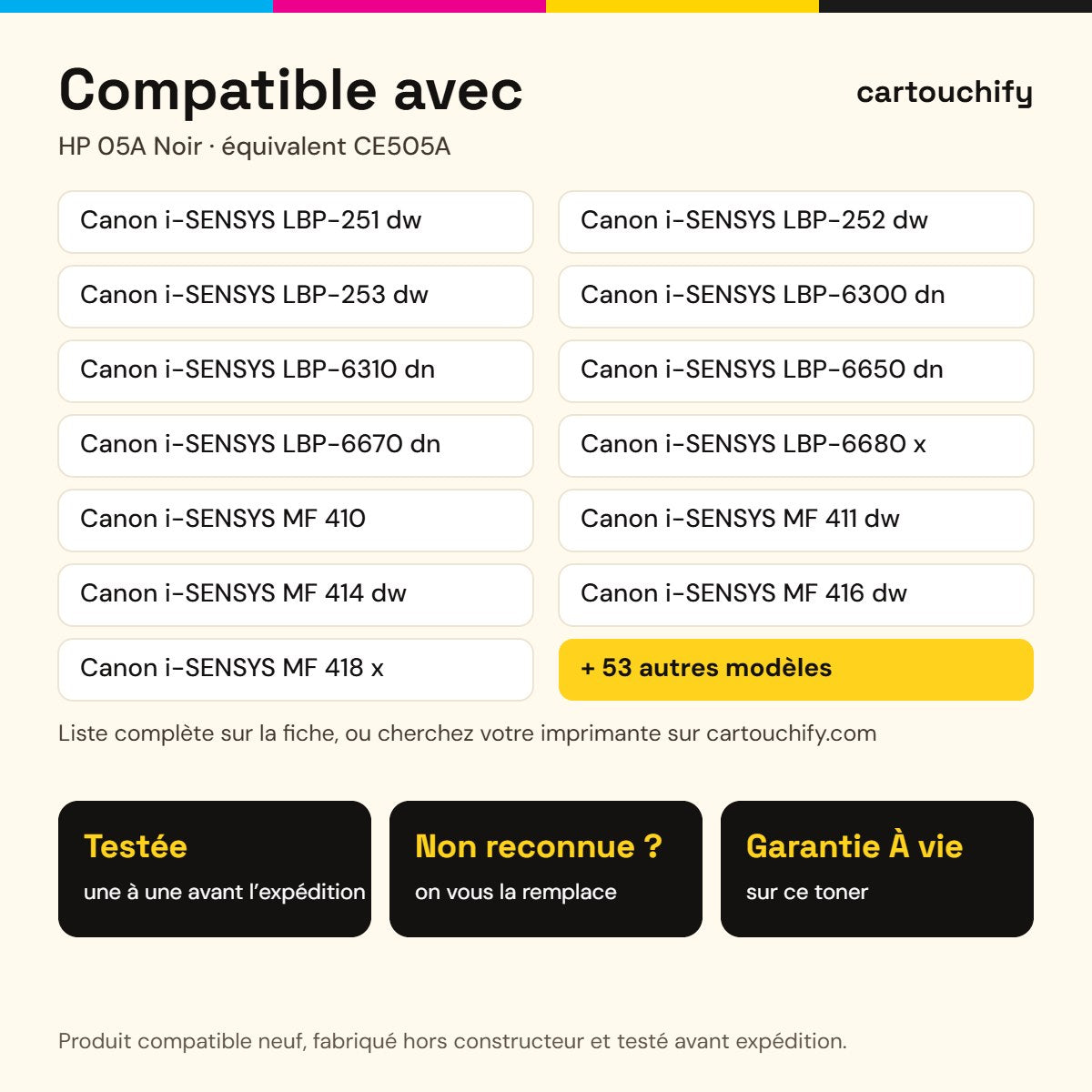 Imprimantes compatibles avec HP 05A Toner Noir compatible équivalent à CE505A, CF280A · Switch