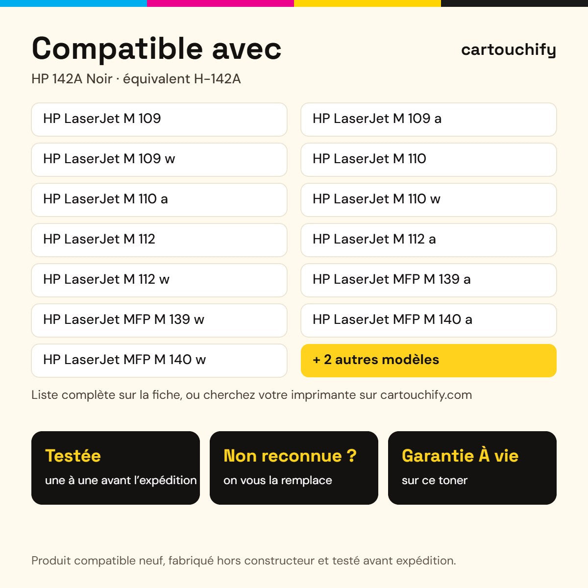 Imprimantes compatibles avec HP 142A Toner Noir compatible équivalent à W1420A · Switch