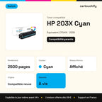 HP 203X Cyan Switch : rendement 2500 pages, garantie à vie