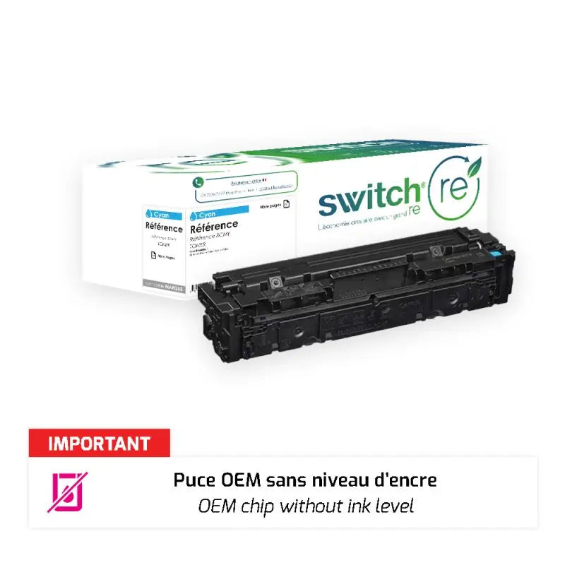 HP 207A Toner Cyan remanufacturé puce OEM équivalent à W2211A · Switch RE