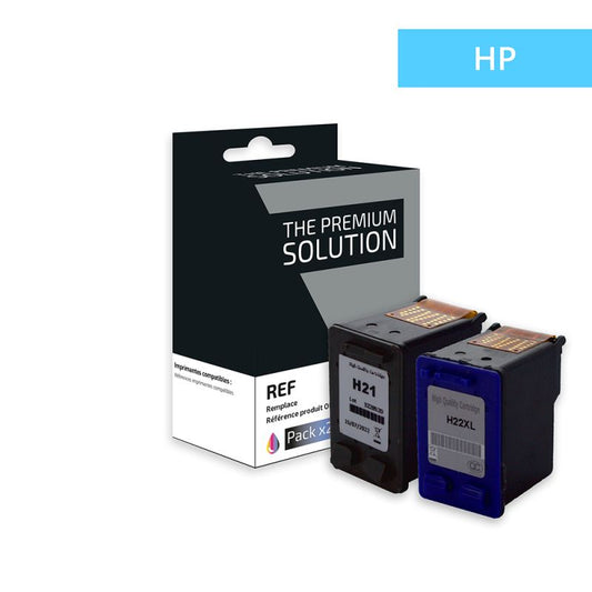 The Premium Solution hp 21 / 22  Pack 4 Couleurs 1B-1CMY
