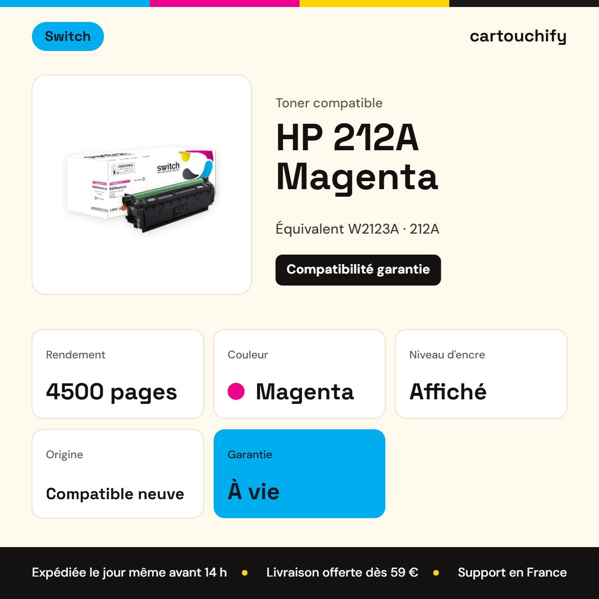 HP 212A Toner Magenta compatible équivalent à W2123A · Switch : caractéristiques