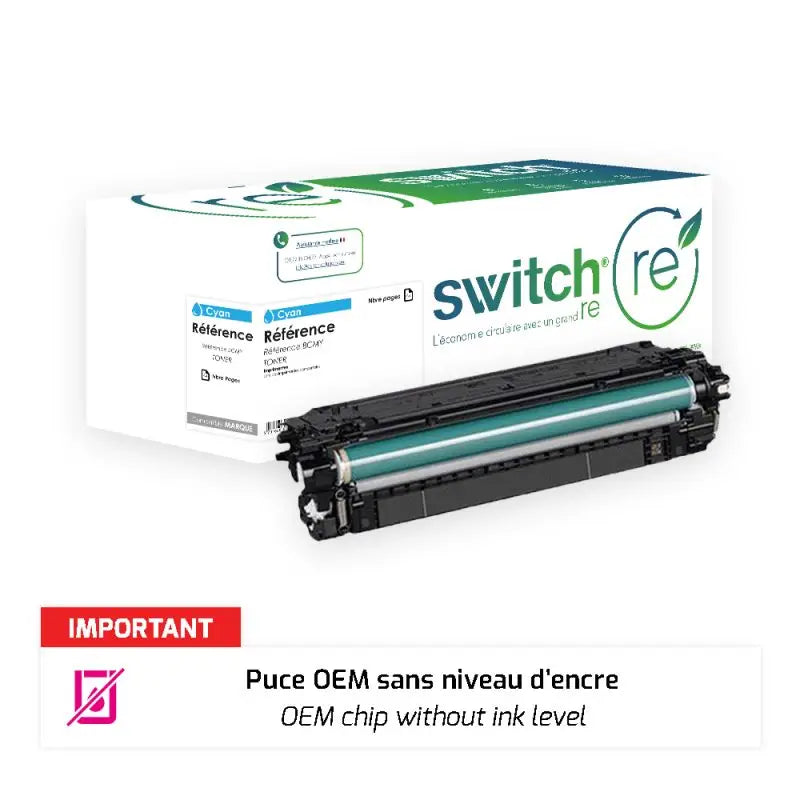 HP 212X Toner Cyan remanufacturé puce OEM équivalent à W2121X · Switch RE