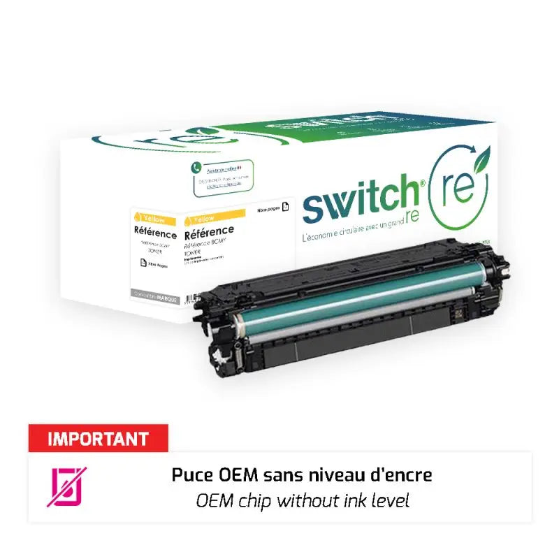 HP 212X Toner Jaune remanufacturé puce OEM équivalent à W2122X · Switch RE