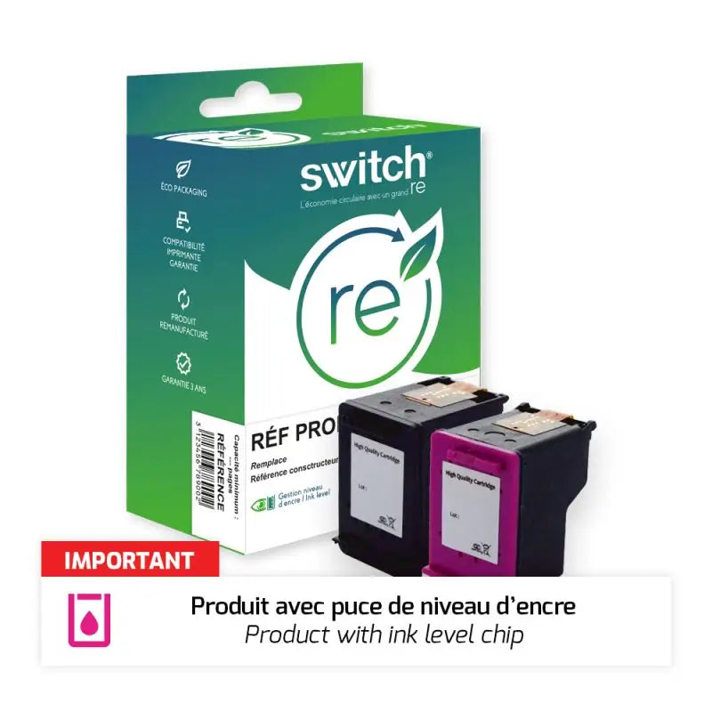 HP 303XL Cartouche Pack 2 Couleurs remanufacturé équivalent à T6N04AE T6N03AE · Switch RE