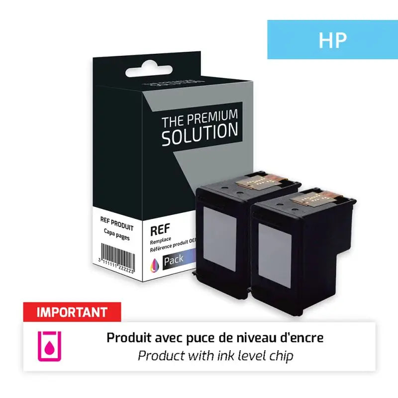 HP 305XL, Cartouche Pack 2 Noir remanufacturé - The Premium Solution