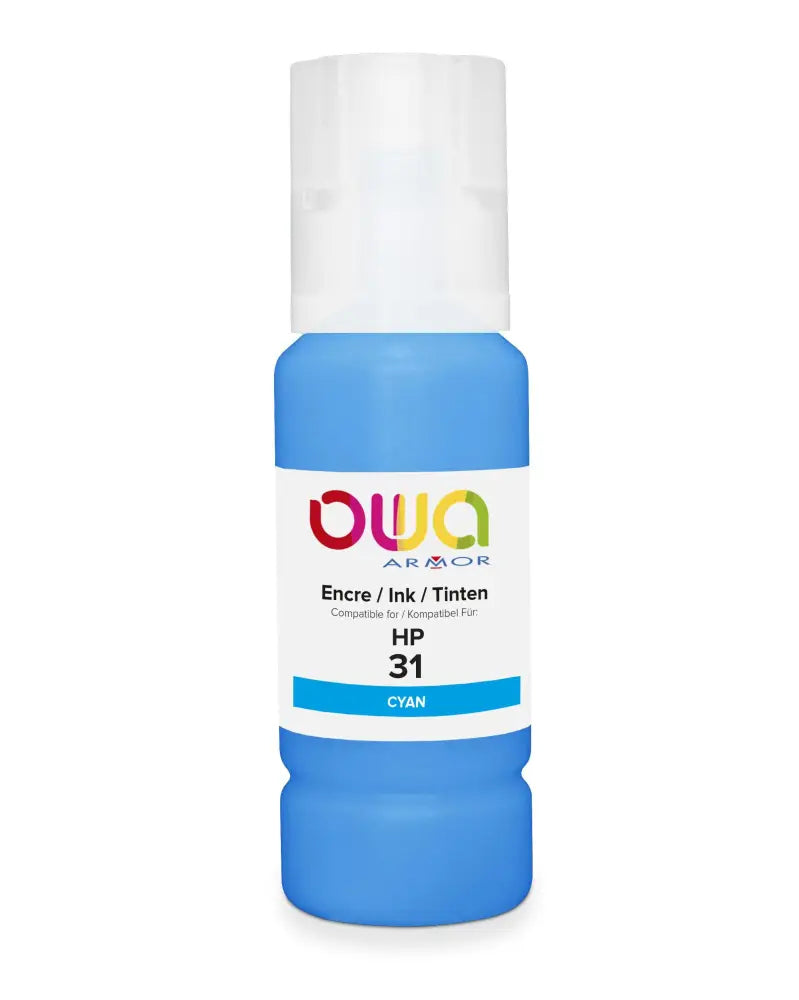 HP 31 - bouteille d’encre compatible OWA - Cyan - Jet remanufacturé