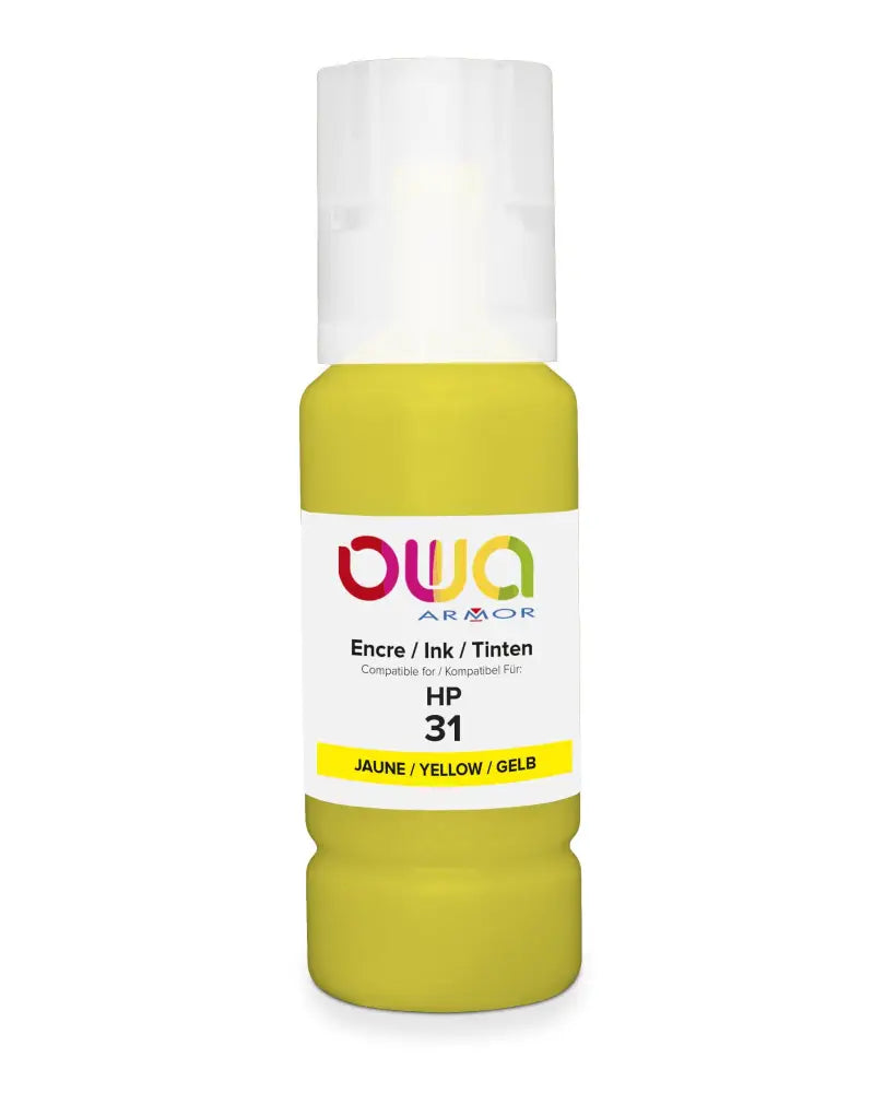 HP 31 - bouteille d’encre compatible OWA - Jaune - Jet remanufacturé