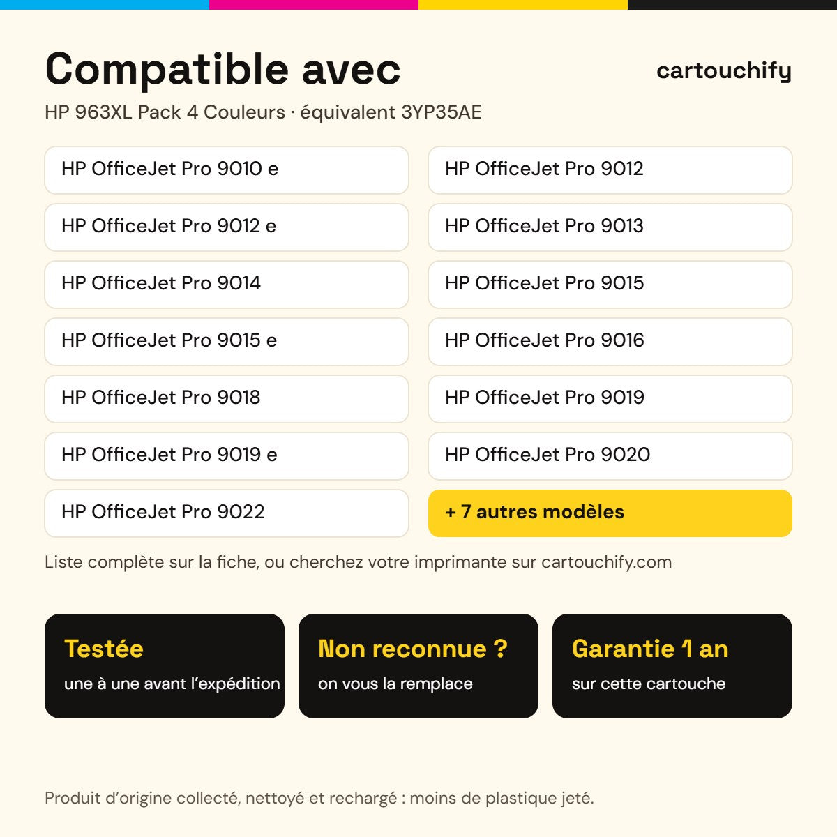 Imprimantes compatibles avec la cartouche HP 963XL Pack 4 Couleurs