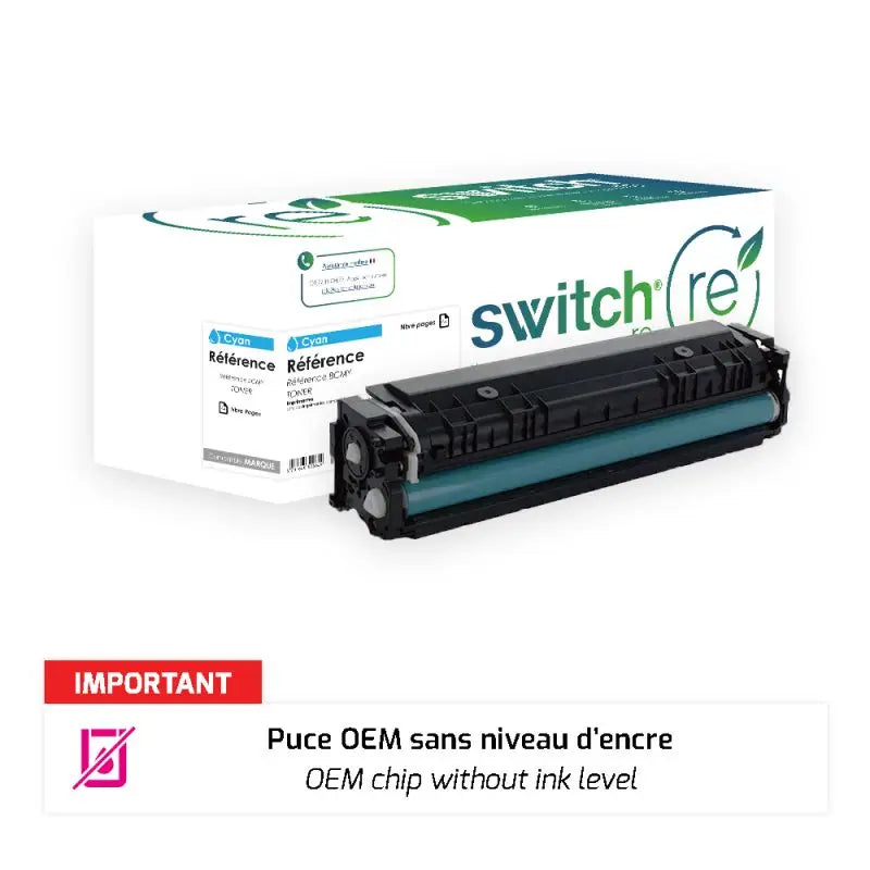 HP 415X Toner Cyan remanufacturé puce OEM équivalent à W2031X · Switch RE