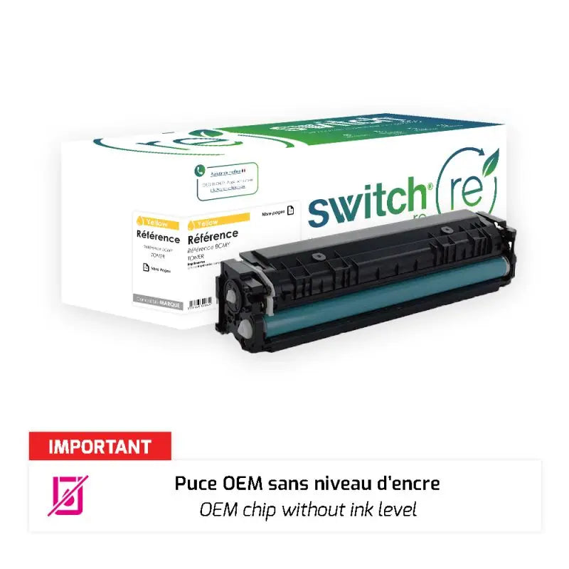 HP 415X Toner Jaune remanufacturé puce OEM équivalent à W2032X · Switch RE