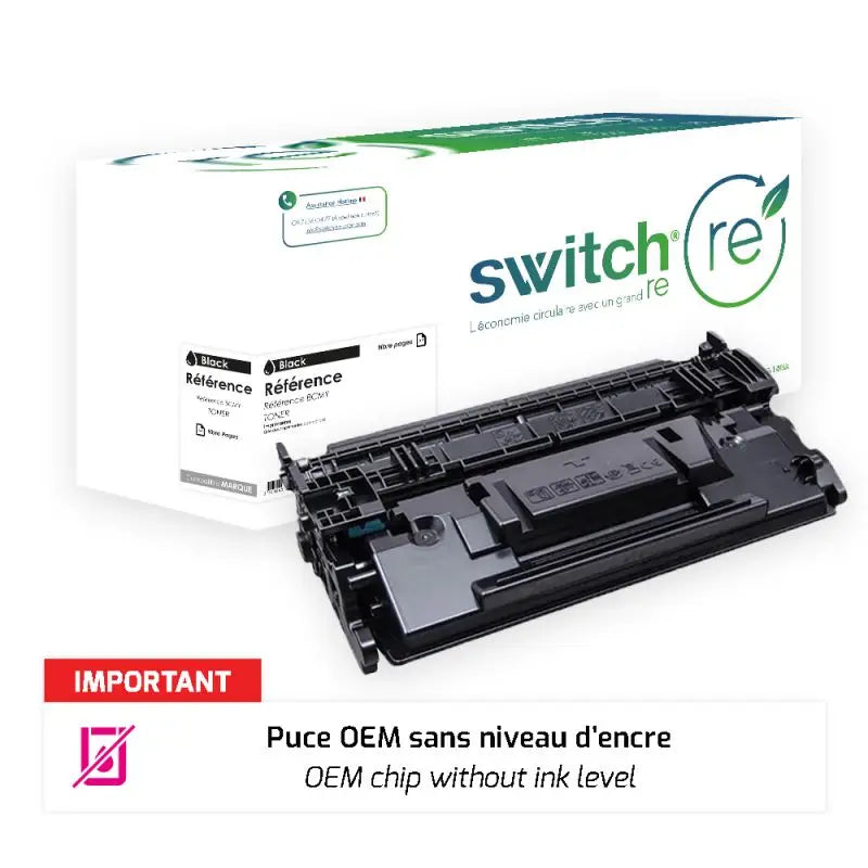 HP 59A Toner Noir remanufacturé puce OEM équivalent à CF259A · Switch RE