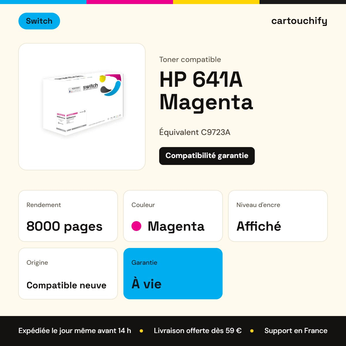 HP 641A Toner Magenta compatible équivalent à C9723A · Switch : caractéristiques