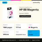 HP 88 Cartouche Magenta compatible équivalent à C9392AE · Switch : caractéristiques