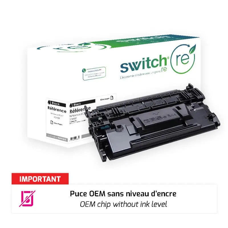 HP 89X Toner Noir remanufacturé puce OEM équivalent à CF289X · Switch RE