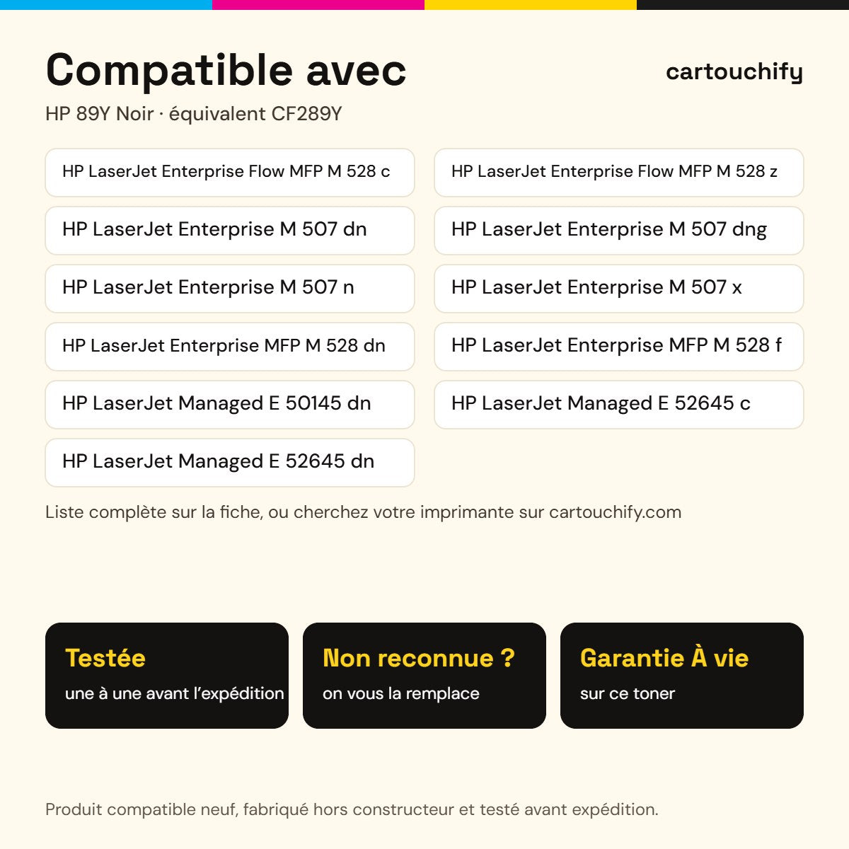 Imprimantes compatibles avec HP 89Y Toner Noir compatible équivalent à CF289Y · Switch