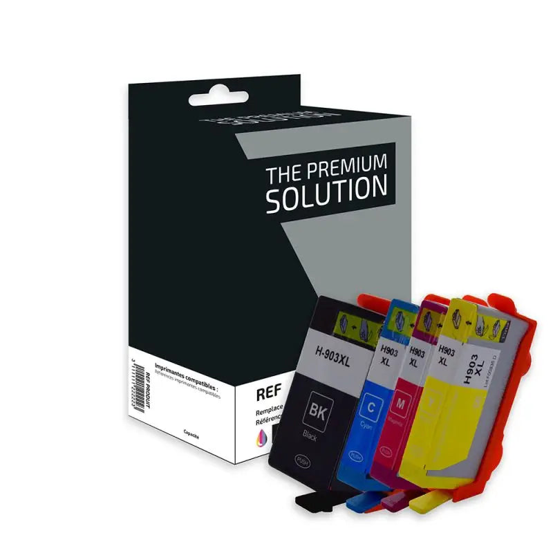 HP 903XL 907XL, Cartouche Réservoir Pack 4 couleurs remanufacturé The Premium Solution