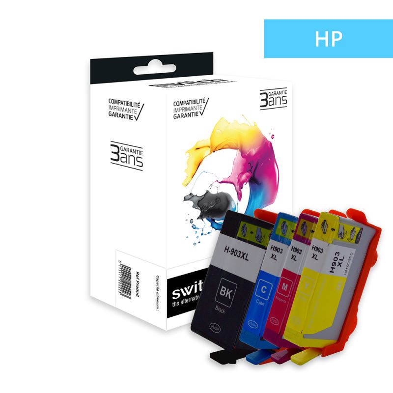 Cartouche Switch pour HP 903XL - 3HZ51AE Noir Cyan Magenta Jaune