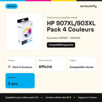 HP 907XL/903XL Cartouche Pack 4 Couleurs compatible équivalent à 6M19AE, T6M03AE, T6M07AE · Switch : caractéristiques