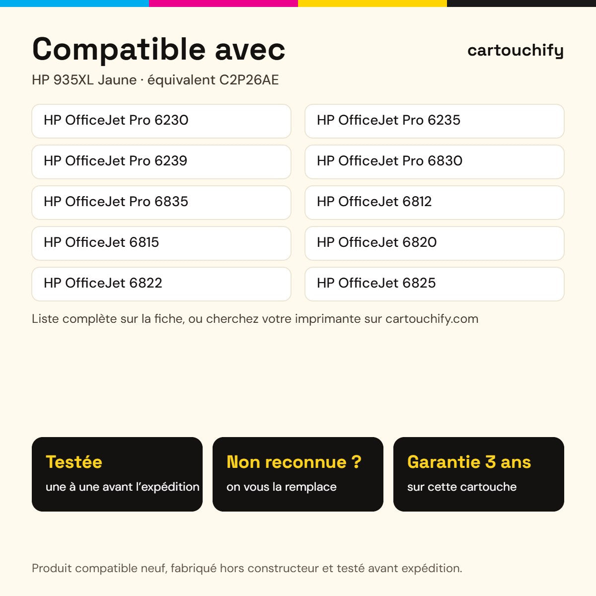 Imprimantes compatibles avec HP 935XL Cartouche Jaune compatible équivalent à C2P26AE · Switch