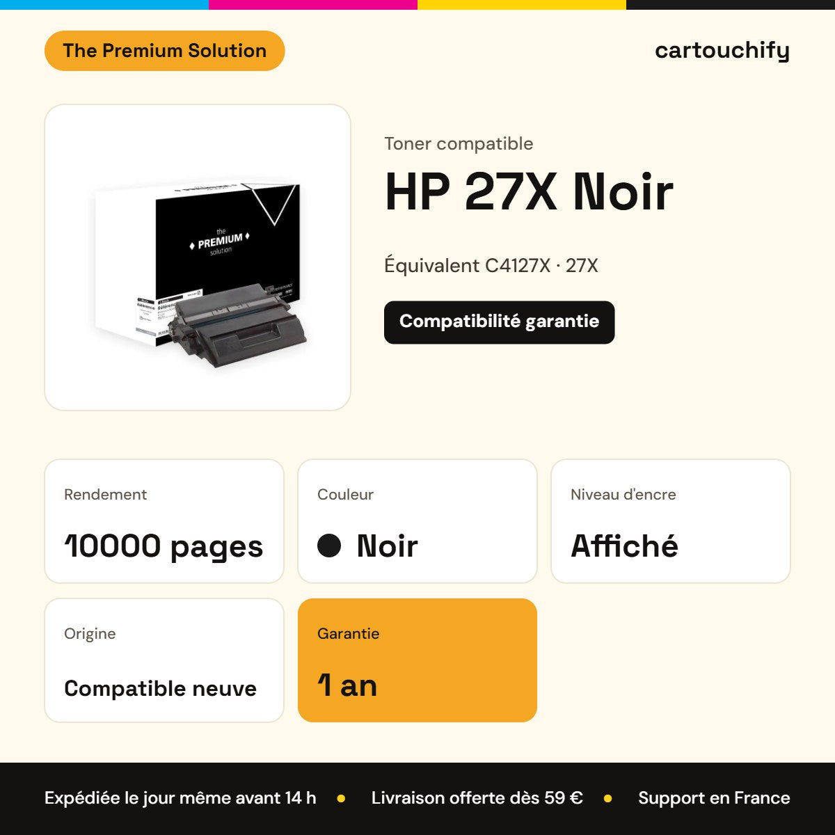 HP 27X Toner Noir compatible équivalent à C4127X, EP52 : caractéristiques