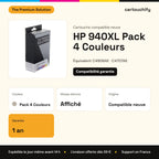 HP 940XL Cartouche Pack 4 Couleurs compatible équivalent à C4906AE, C4707AE, C4908AE : caractéristiques