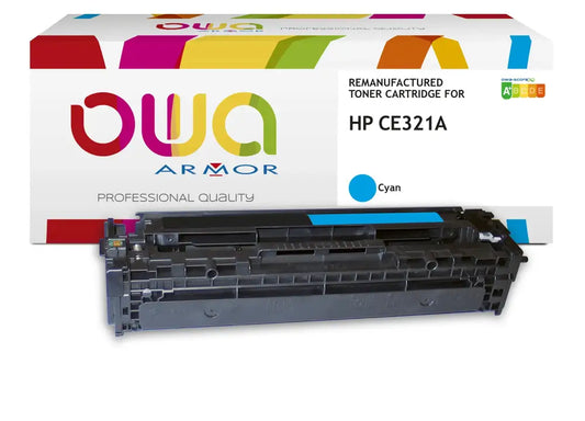 HP CE321A - Cartouche laser compatible - Cyan - Toner remanufacturé OWA