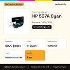HP 507A Toner Cyan remanufacturé équivalent à CE401A : caractéristiques