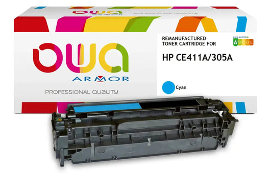 HP CE411A - Cartouche laser compatible - Cyan - Toner remanufacturé OWA
