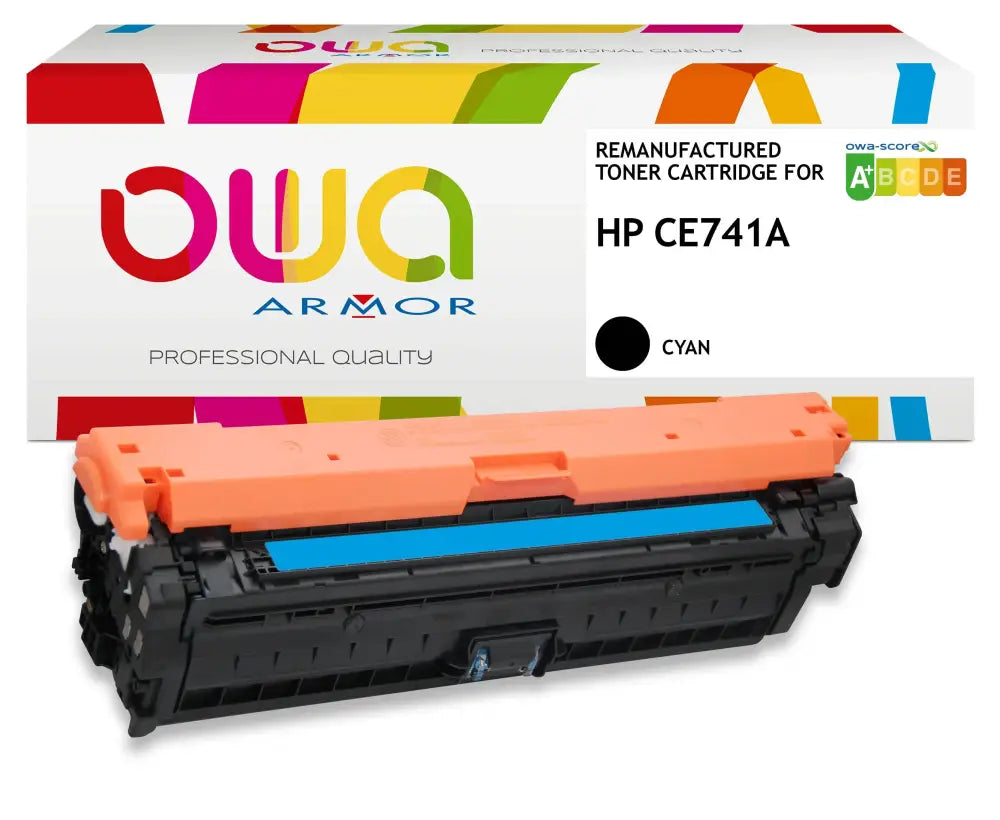 HP CE741A - Cartouche laser compatible - Cyan - Toner remanufacturé OWA