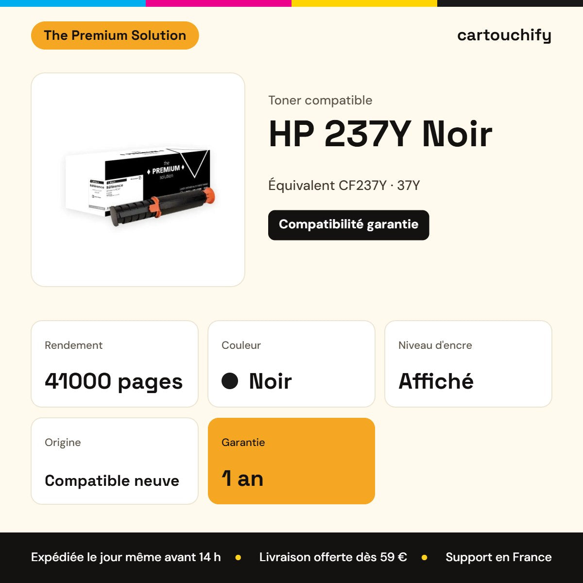 HP 237Y Toner Noir compatible équivalent à CF237Y, 37Y : caractéristiques